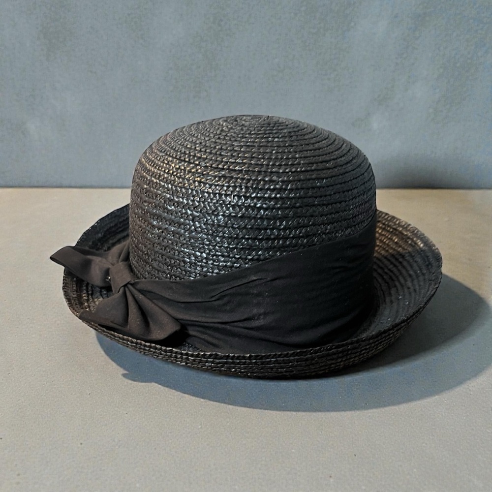 Vintage Elegant Black Bowler Hat with Ribbon